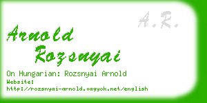 arnold rozsnyai business card